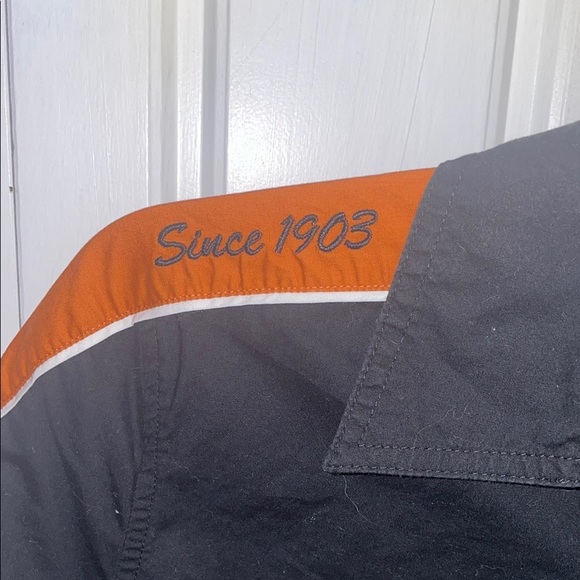 Harley-Davidson Casual Black and Orange Button Down Shirt - Picture 7 of 8
